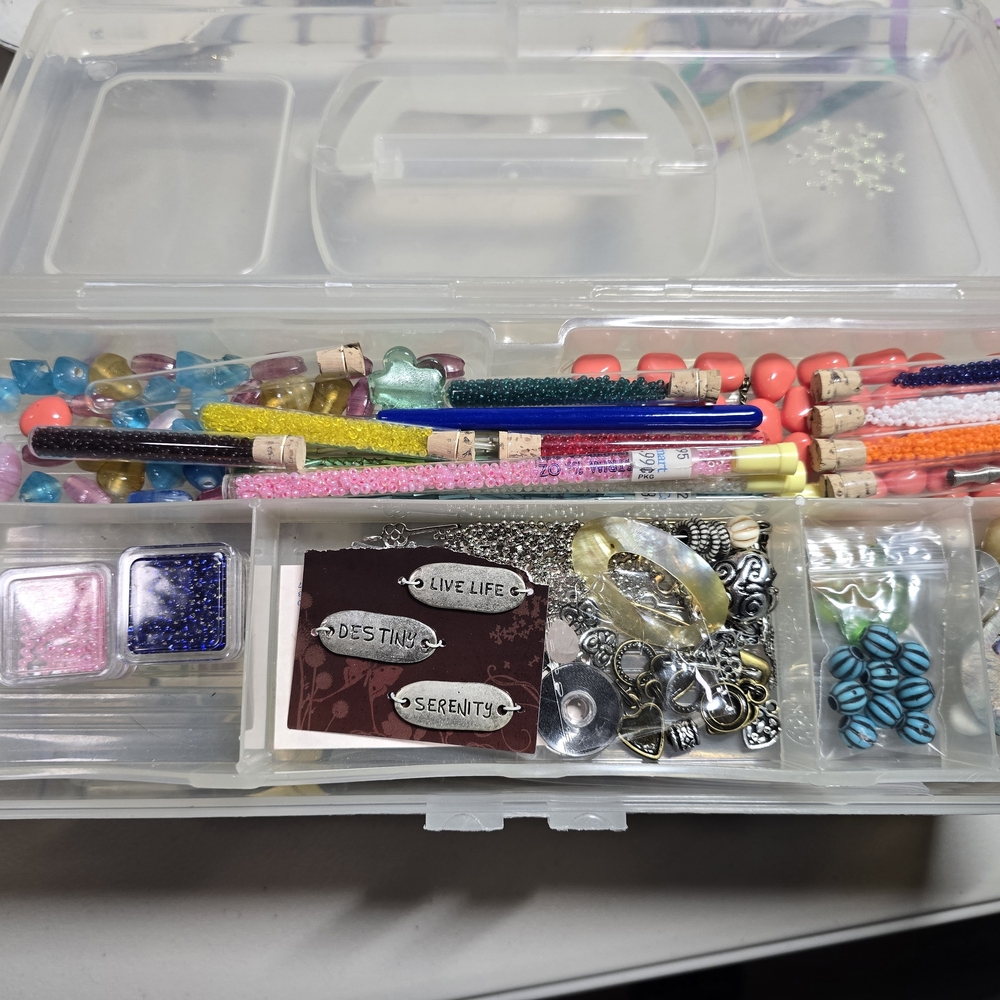Mystery Box Jewelry Making Supplies Seed Beads Clasps Stones More! Tackle Box